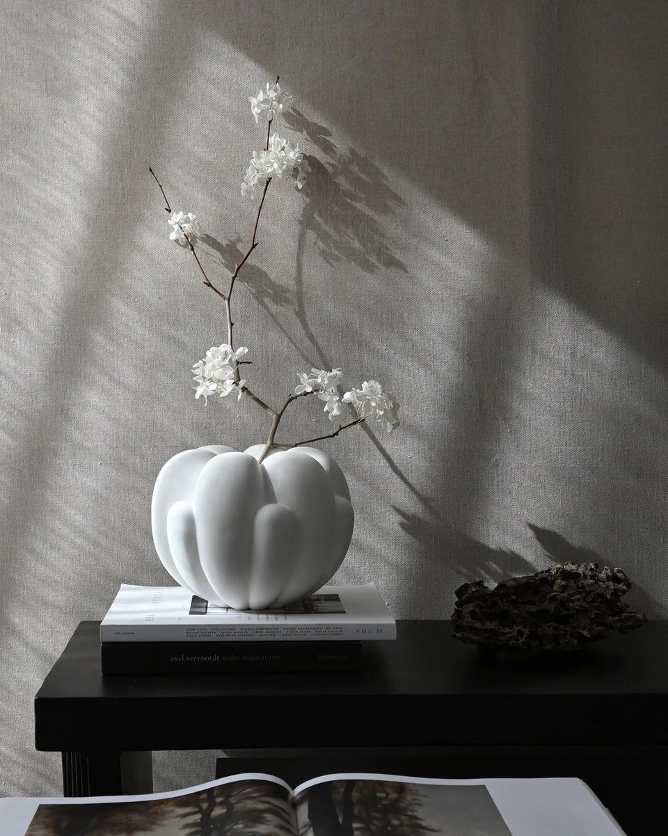 綻放花瓶,小 - 骨白色