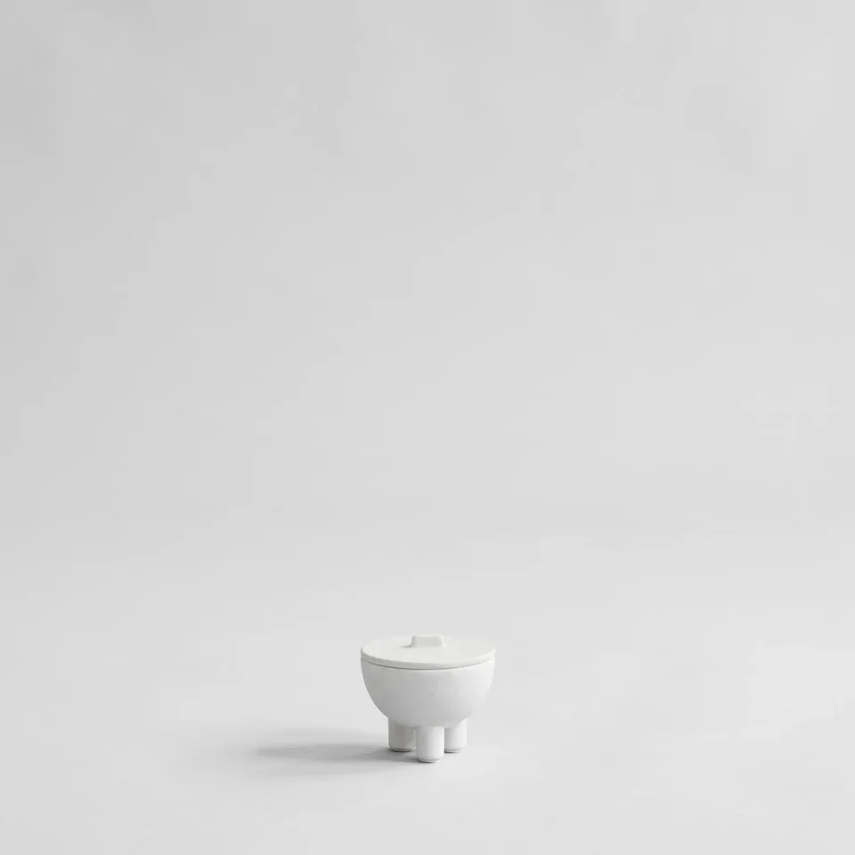 鴨碗(附蓋),中 - 骨白色